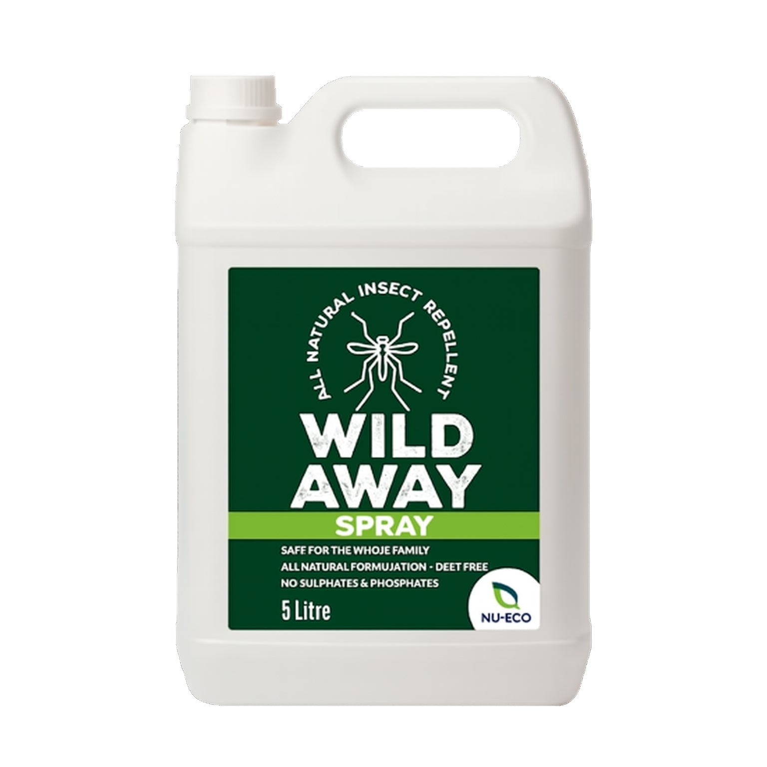 Nu Eco Wild Away Spray- Natural Insect Repellent – Bulk 5 Litre Refill for Outdoors